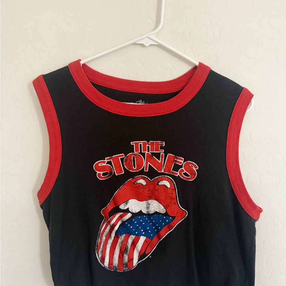 The Rolling Stones Black and Red Graphic Tee- Cropped